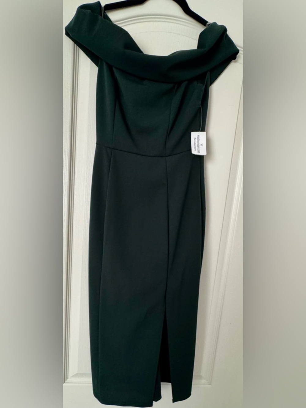 Windsor Off-the-Shoulder Midi Dress in Deep Green - NWT